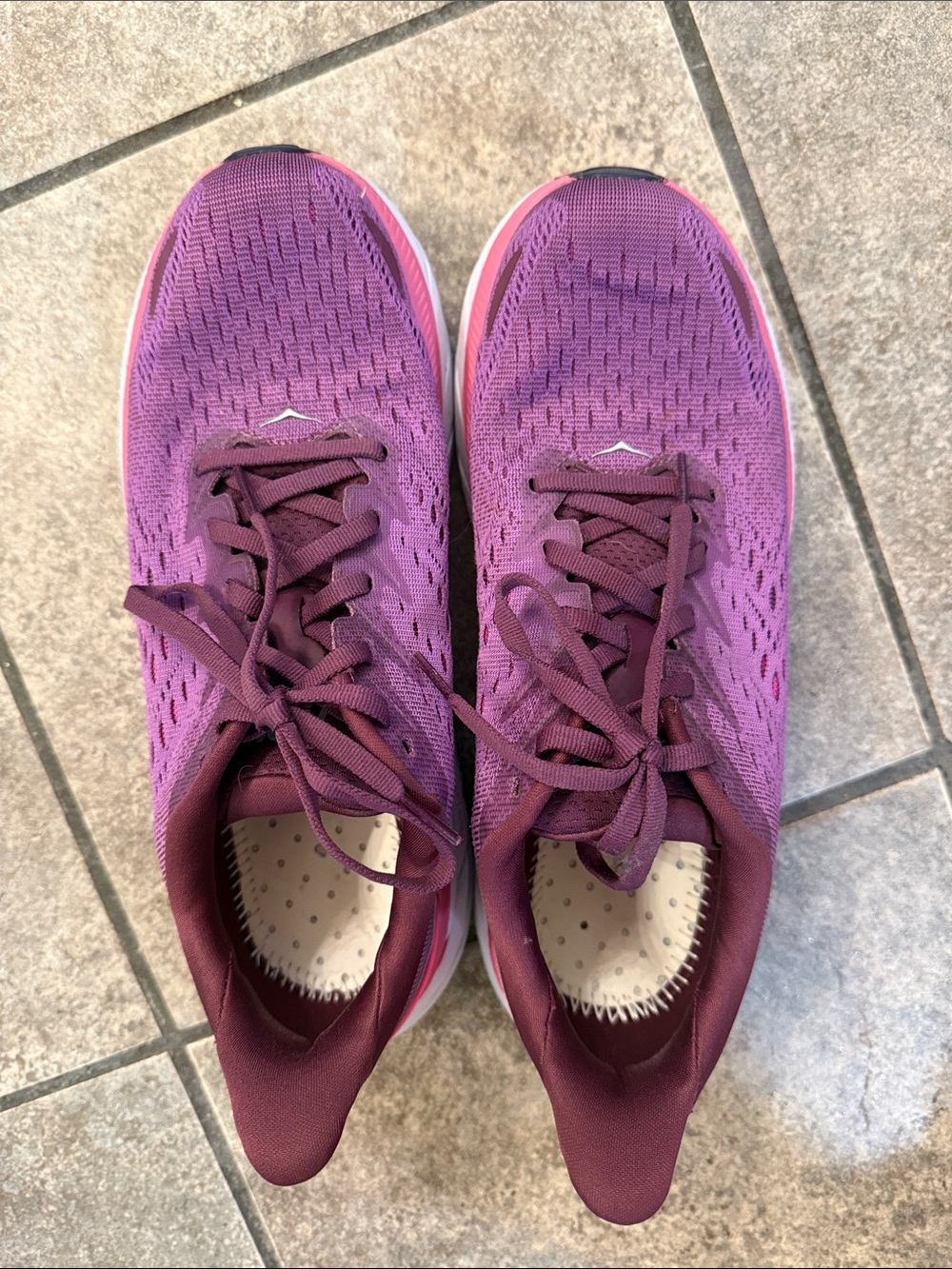 Hoka Women's Plum/Purple Knit Running Sneakers